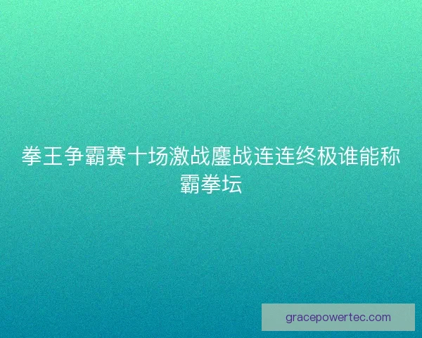 拳王争霸赛十场激战鏖战连连终极谁能称霸拳坛