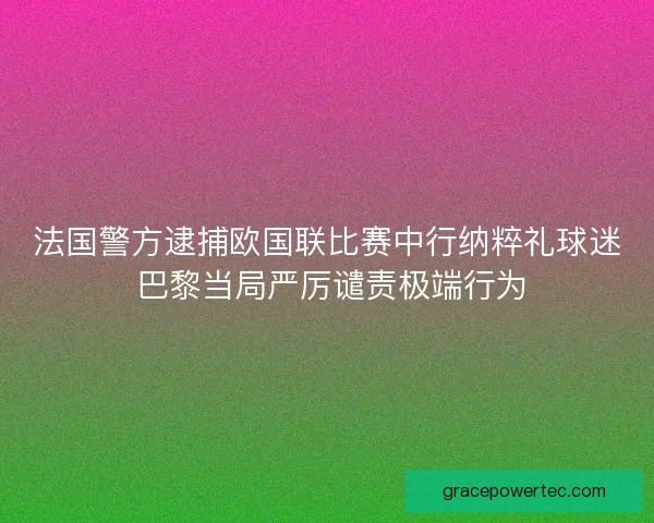 法国警方逮捕欧国联比赛中行纳粹礼球迷 巴黎当局严厉谴责极端行为